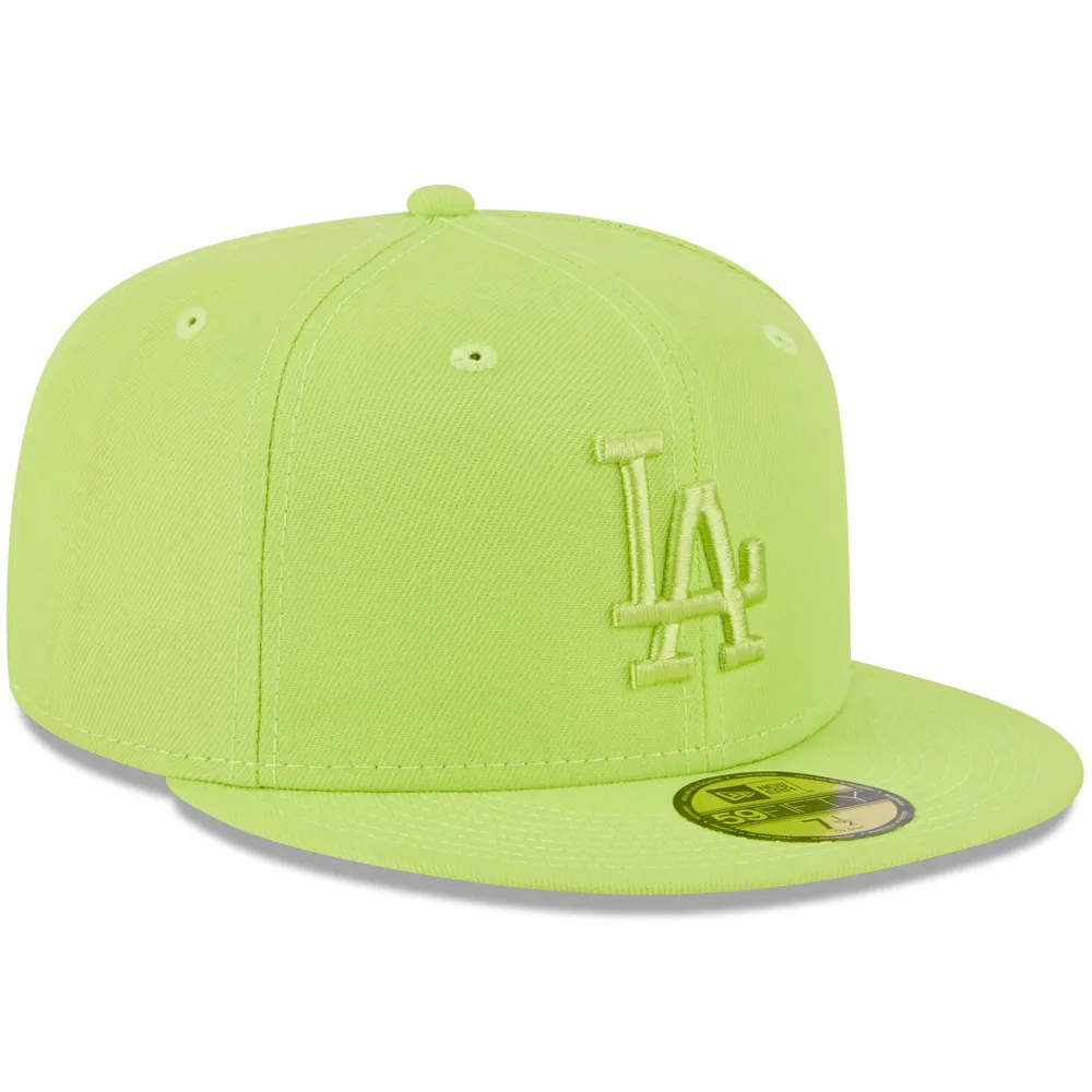 Men's New Era Neon Green Los Angeles Dodgers 2023 Spring Color Basic 59FIFTY Fitted Hat