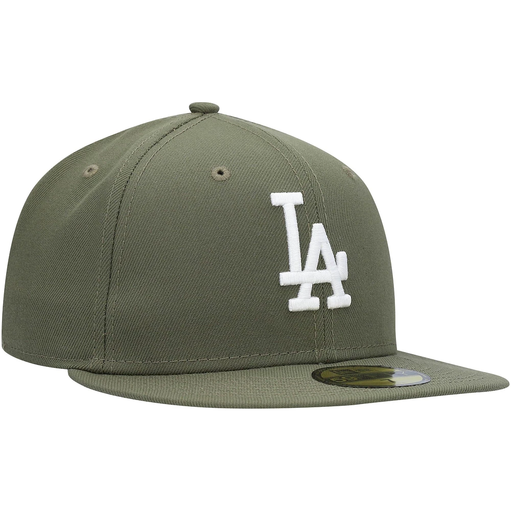 Men's New Era Olive Los Angeles Dodgers White Logo 59FIFTY Fitted Hat