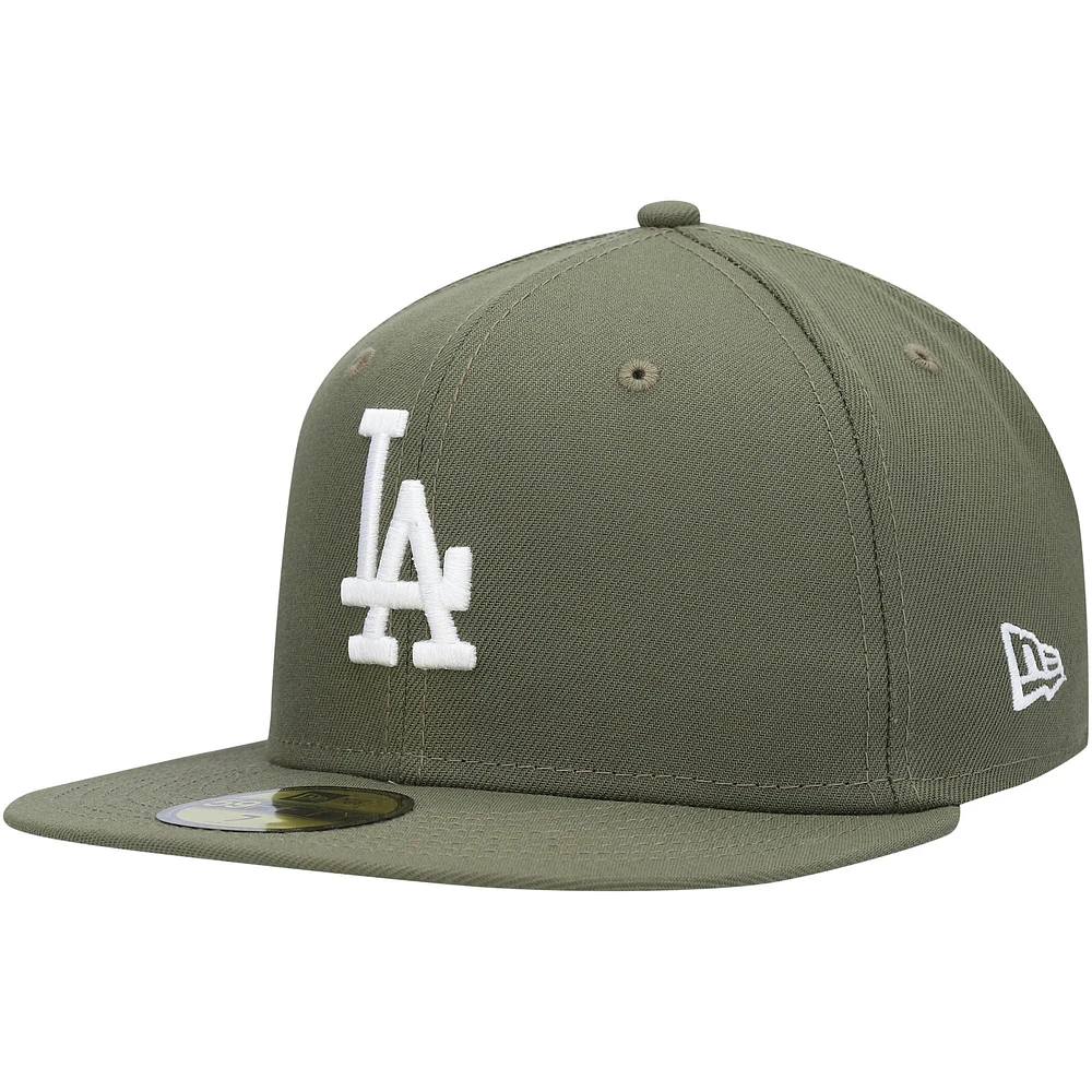 Men's New Era Olive Los Angeles Dodgers White Logo 59FIFTY Fitted Hat