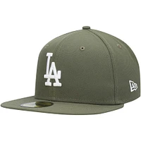 Men's New Era Olive Los Angeles Dodgers White Logo 59FIFTY Fitted Hat