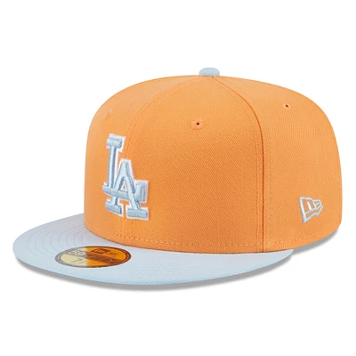 Men's New Era Orange/Light Blue Los Angeles Dodgers Spring Color Basic Two-Tone 59FIFTY Fitted Hat