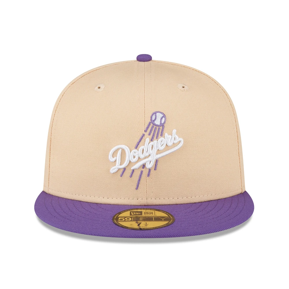 Men's New Era Peach/Purple Los Angeles Dodgers 1988 World Series Side Patch 59FIFTY Fitted Hat