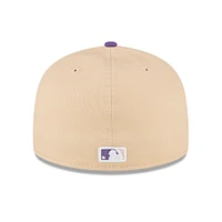 Men's New Era Peach/Purple Los Angeles Dodgers 1988 World Series Side Patch 59FIFTY Fitted Hat