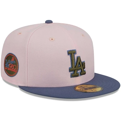 Men's New Era Pink/Blue Los Angeles Dodgers  Olive Undervisor 59FIFTY Fitted Hat