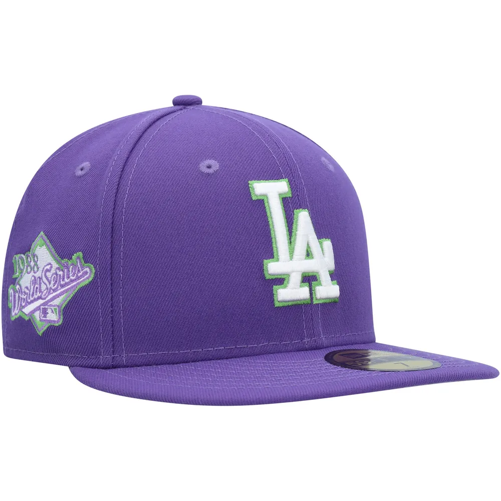 Men's New Era Purple Los Angeles Dodgers Lime Side Patch 59FIFTY Fitted Hat