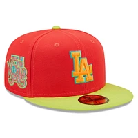 Casquette ajustée 59FIFTY pour homme des Los Angeles Dodgers 1978 World Series Lava Highlighter Combo rouge/vert fluo New Era