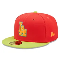 Casquette ajustée 59FIFTY pour homme des Los Angeles Dodgers 1978 World Series Lava Highlighter Combo rouge/vert fluo New Era