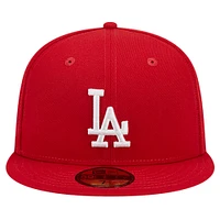 Men's New Era Red Los Angeles Dodgers Logo 59FIFTY Fitted Hat