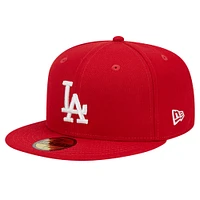 Men's New Era Red Los Angeles Dodgers Logo 59FIFTY Fitted Hat