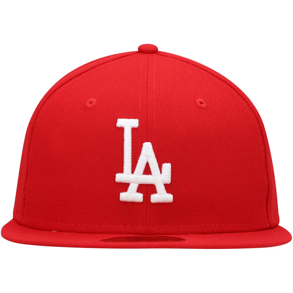Casquette ajustée 59FIFTY rouge avec logo Los Angeles Dodgers New Era pour homme, blanc
