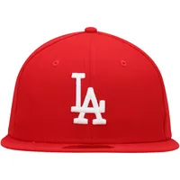 Casquette ajustée 59FIFTY rouge avec logo Los Angeles Dodgers New Era pour homme, blanc