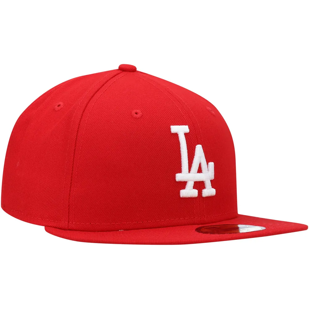 Casquette ajustée 59FIFTY rouge avec logo Los Angeles Dodgers New Era pour homme, blanc