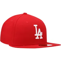 Casquette ajustée 59FIFTY rouge avec logo Los Angeles Dodgers New Era pour homme, blanc