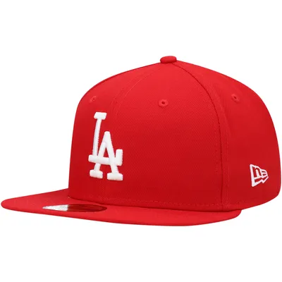 Casquette ajustée 59FIFTY rouge avec logo Los Angeles Dodgers New Era pour homme, blanc