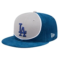 Casquette snapback rétro en velours côtelé New Era bleu royal/gris des Dodgers de Los Angeles pour homme