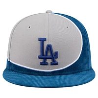 Casquette snapback rétro en velours côtelé New Era bleu royal/gris des Dodgers de Los Angeles pour homme