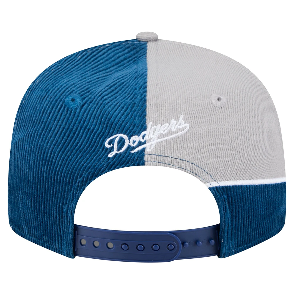 Casquette snapback rétro en velours côtelé New Era bleu royal/gris des Dodgers de Los Angeles pour homme