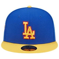 Casquette ajustée 59FIFTY Empire des Los Angeles Dodgers New Era pour homme, bleu royal/jaune