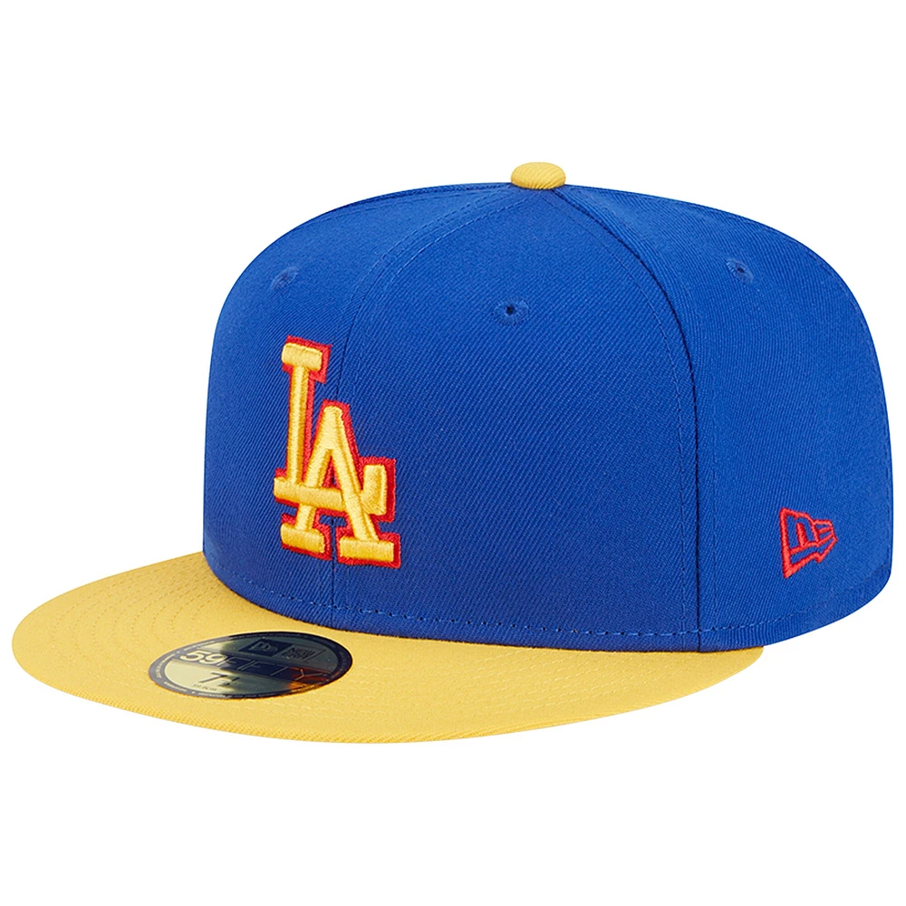 Casquette ajustée 59FIFTY Empire des Los Angeles Dodgers New Era pour homme, bleu royal/jaune