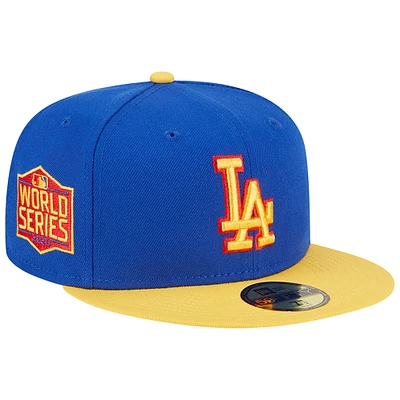 Casquette ajustée 59FIFTY Empire des Los Angeles Dodgers New Era pour homme, bleu royal/jaune