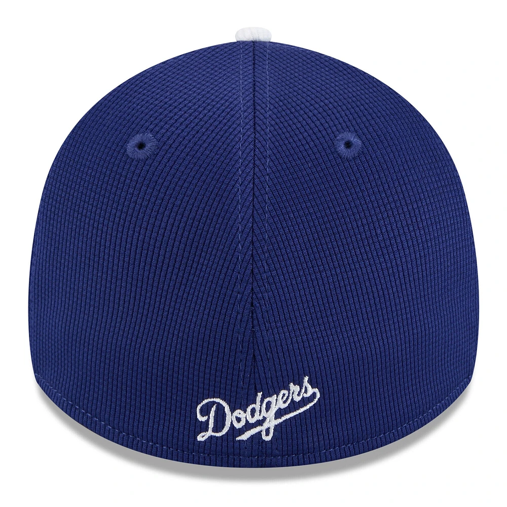 Casquette d'entraînement de printemps 2025 39THIRTY Flex bleu foncé pour homme des Los Angeles Dodgers New Era