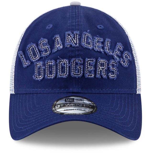 New Era Men's New Era Royal Los Angeles Dodgers Frayed Wordmark Trucker  9TWENTY Adjustable Hat