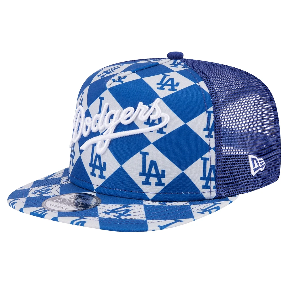 Men's New Era Royal Los Angeles Dodgers Seeing Diamonds A-Frame Trucker 9FIFTY Snapback Hat