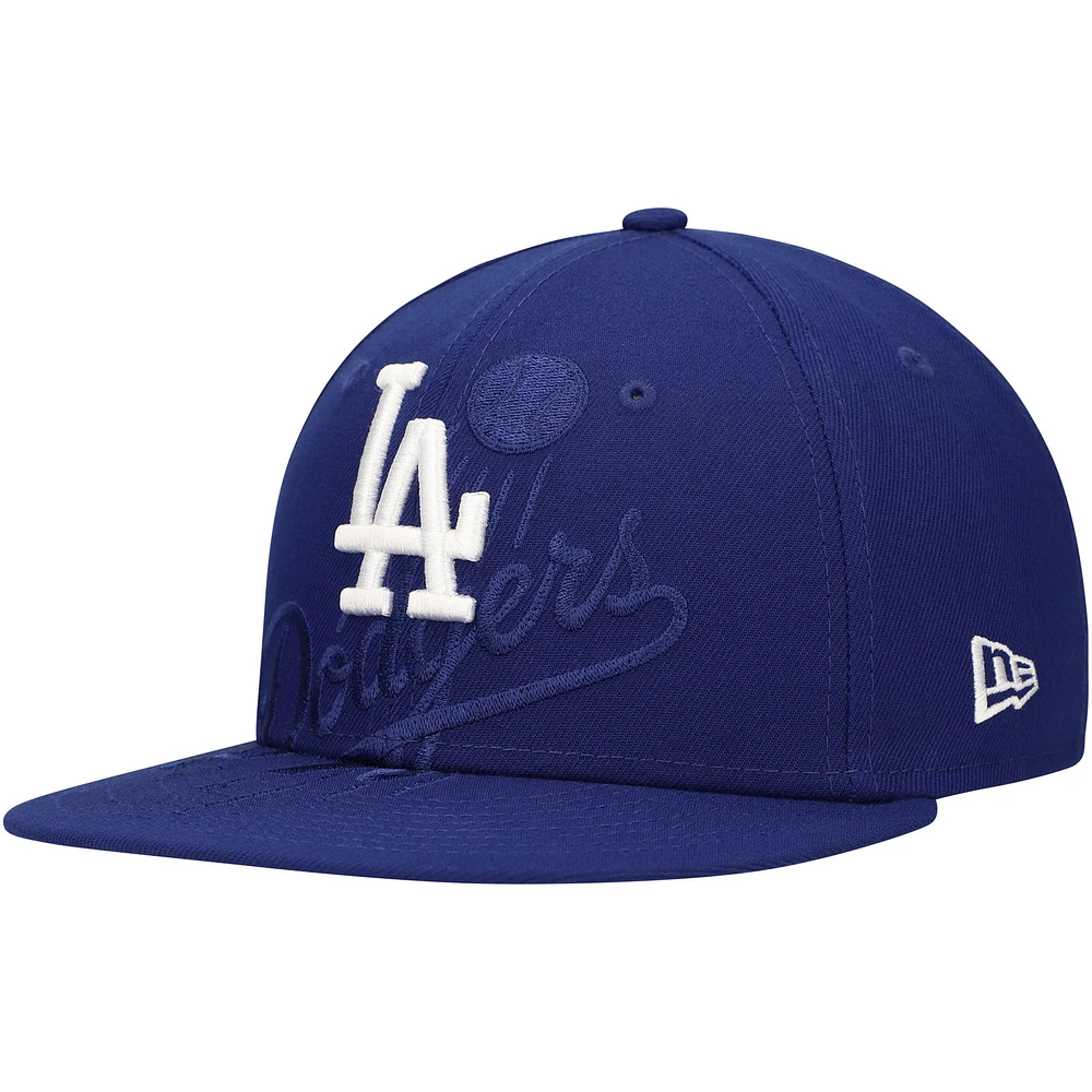 Casquette ajustée 59FIFTY Royal Los Angeles Dodgers Shadow Logo pour homme New Era