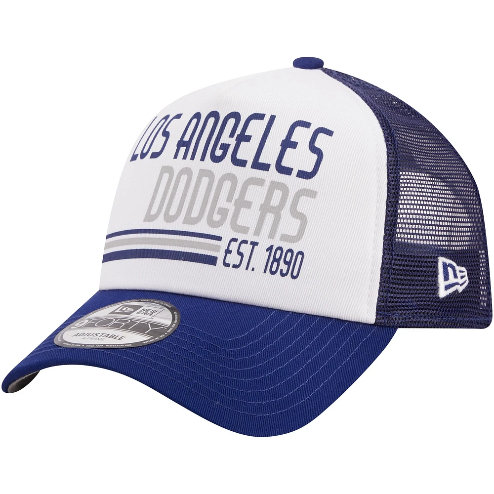 Casquette réglable Trucker Stacked 9FORTY Royal Los Angeles Dodgers New Era pour hommes