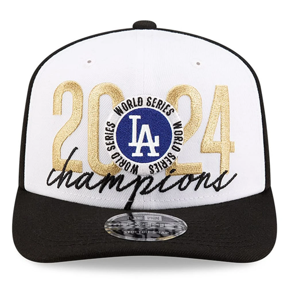 Casquette extensible à boutons-pression 9SEVENTY pour hommes des Los Angeles Dodgers 2024 World Series de New Era, blanche/noire