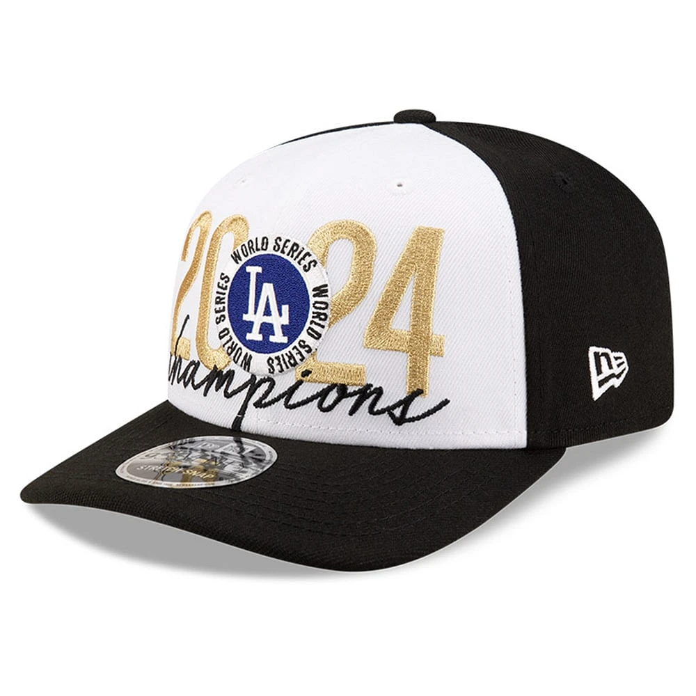 Casquette extensible à boutons-pression 9SEVENTY pour hommes des Los Angeles Dodgers 2024 World Series de New Era, blanche/noire