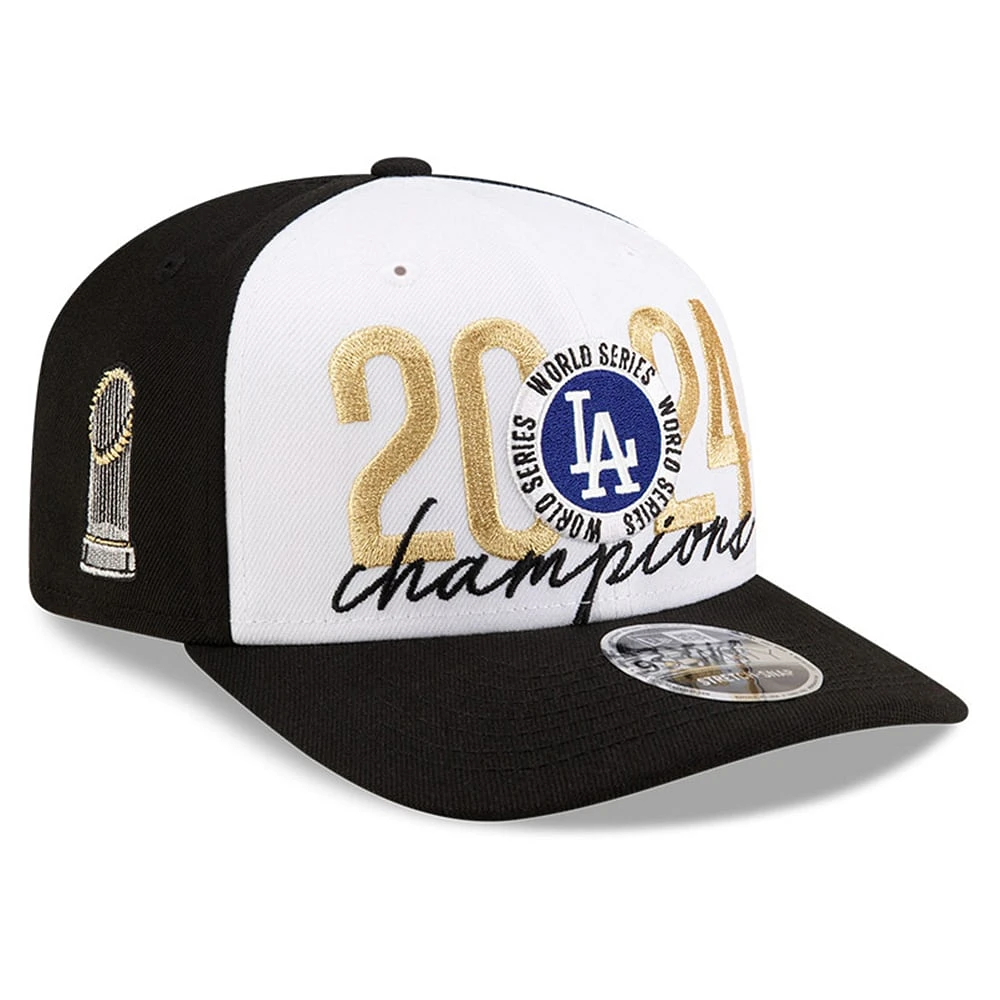 Casquette extensible à boutons-pression 9SEVENTY pour hommes des Los Angeles Dodgers 2024 World Series de New Era, blanche/noire