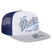 Men's New Era White/Gray Los Angeles Dodgers Retro Script Trucker 9FIFTY Snapback Hat