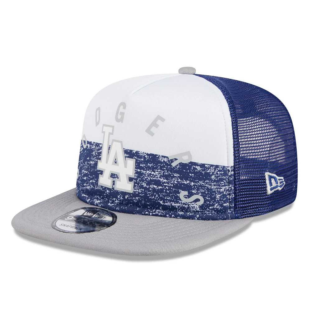 Casquette Trucker 9FIFTY Snapback en mousse sur le devant en mousse de l'équipe Los Angeles Dodgers New Era pour hommes, blanc/gris