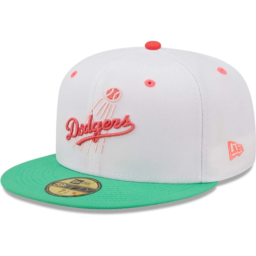 Casquette ajustée New Era Los Angeles Dodgers 50th Anniversary Watermelon Lolli 59FIFTY pour homme, blanc/vert