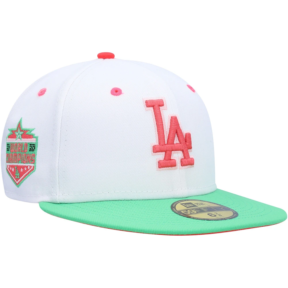 Casquette ajustée 59FIFTY Los Angeles Dodgers Watermelon Lolli New Era pour homme, blanc/vert