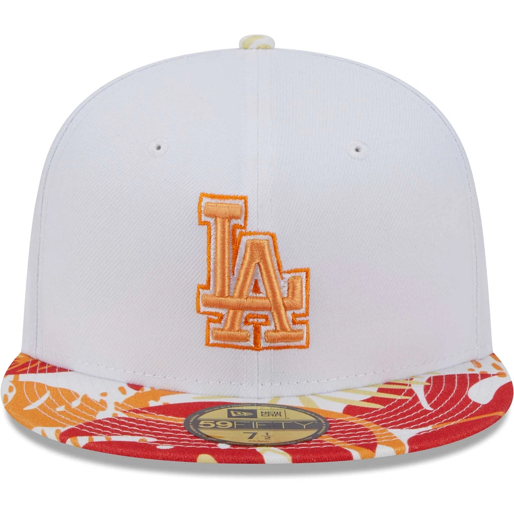 Casquette ajustée 59FIFTY Los Angeles Dodgers Flamingo New Era blanche/orange pour homme