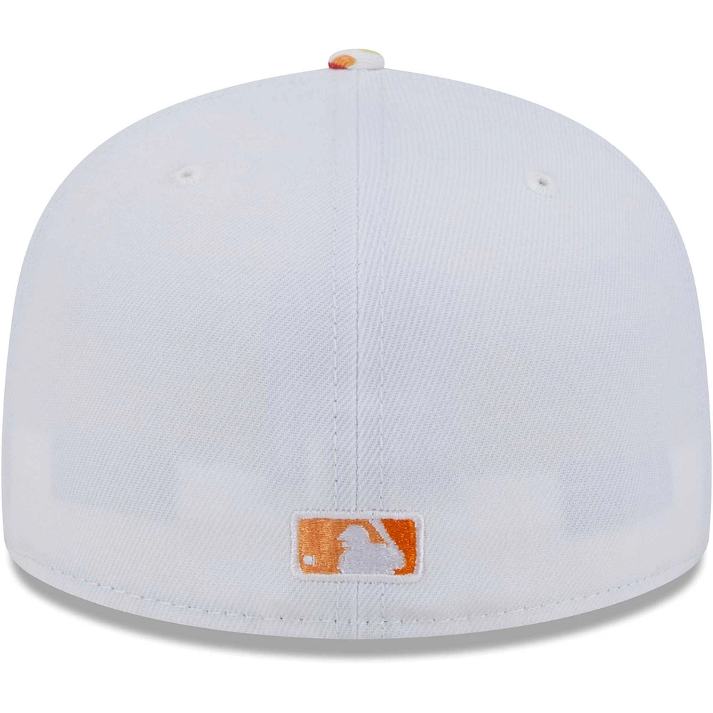 Casquette ajustée 59FIFTY Los Angeles Dodgers Flamingo New Era blanche/orange pour homme