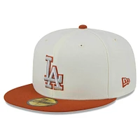 Men's New Era White/Orange Los Angeles Dodgers Rustic 2-Tone 59FIFTY Fitted Hat