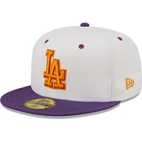 Men's New Era White/Purple Los Angeles Dodgers 40th Anniversary at Dodger Stadium Grape Lolli 59FIFTY Fitted Hat