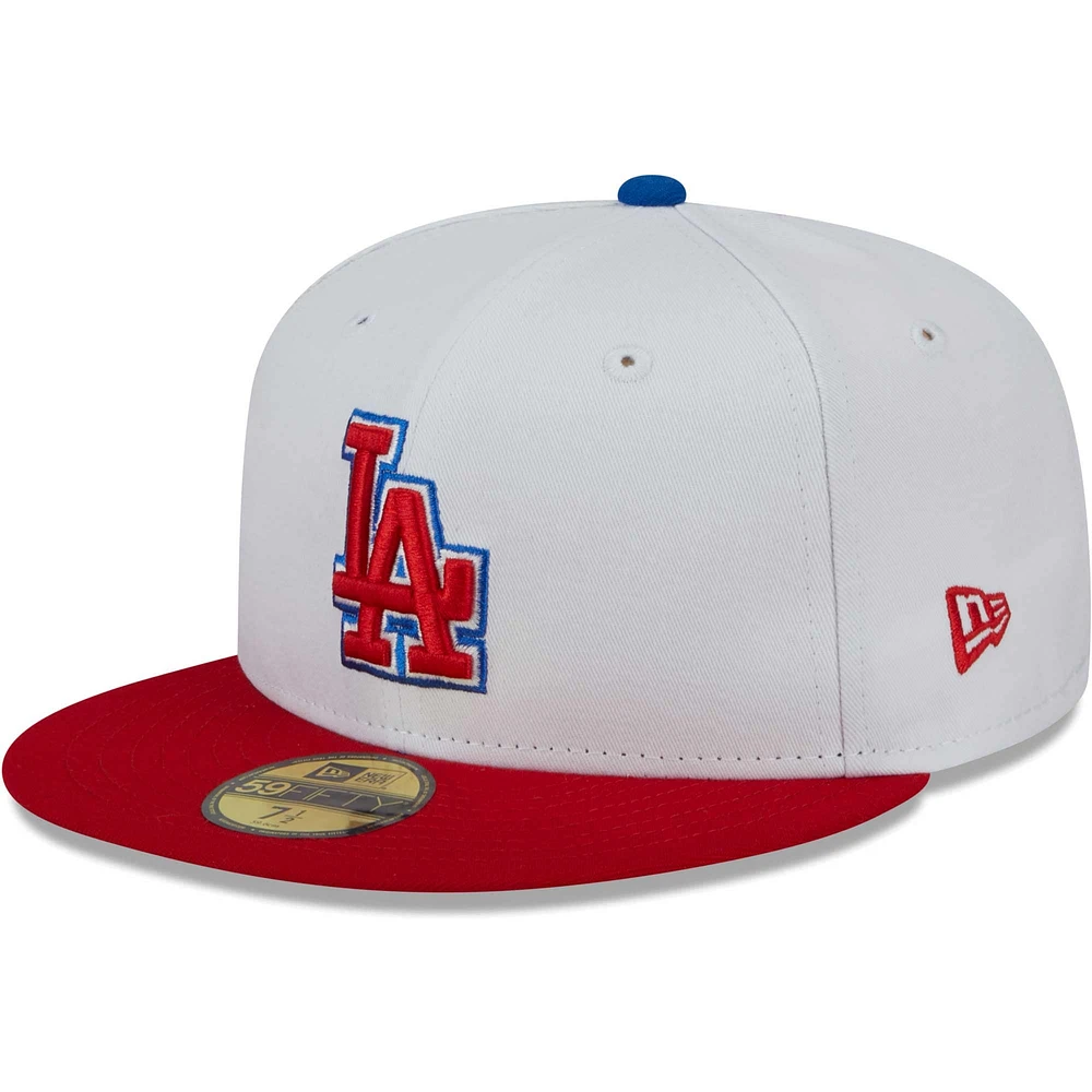 Men's New Era White/Red Los Angeles Dodgers Undervisor 59FIFTY Fitted Hat