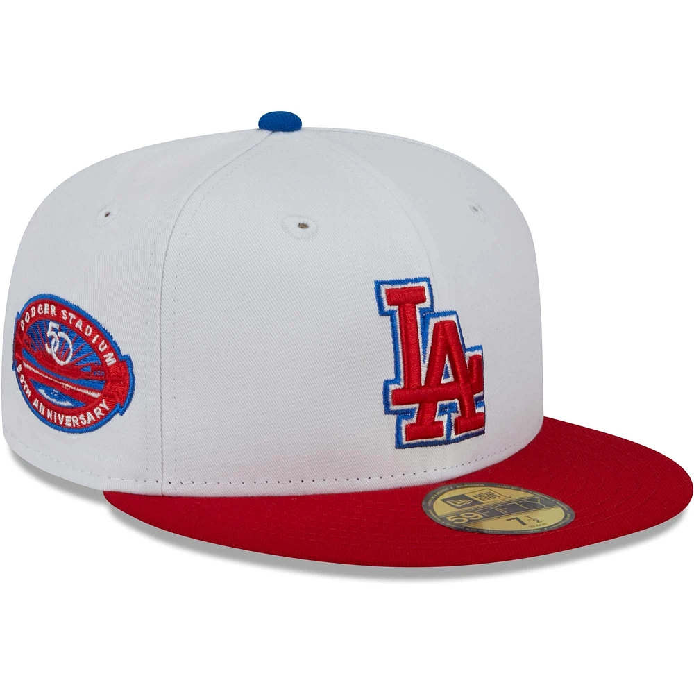 Casquette ajustée 59FIFTY Undervisor Los Angeles Dodgers New Era blanche/rouge pour homme