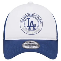 Men's New Era White/Royal Los Angeles Dodgers Spring Training Circle Foam A-Frame 9FORTY Trucker Adjustable Hat