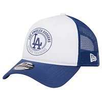 Casquette ajustable 9FORTY Trucker New Era pour hommes, blanc/royal, Los Angeles Dodgers Spring Training Circle Foam A-Frame