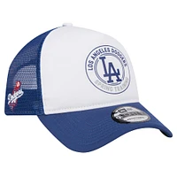 Casquette ajustable 9FORTY Trucker New Era pour hommes, blanc/royal, Los Angeles Dodgers Spring Training Circle Foam A-Frame