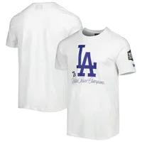 T-shirt de championnat historique Los Angeles Dodgers New Era blanc pour homme