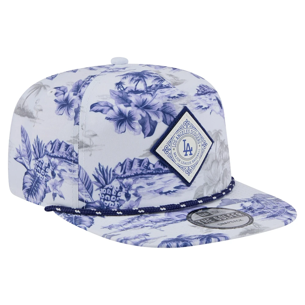 Casquette snapback imprimée Island Golfer des Dodgers de Los Angeles de New Era pour homme, blanche