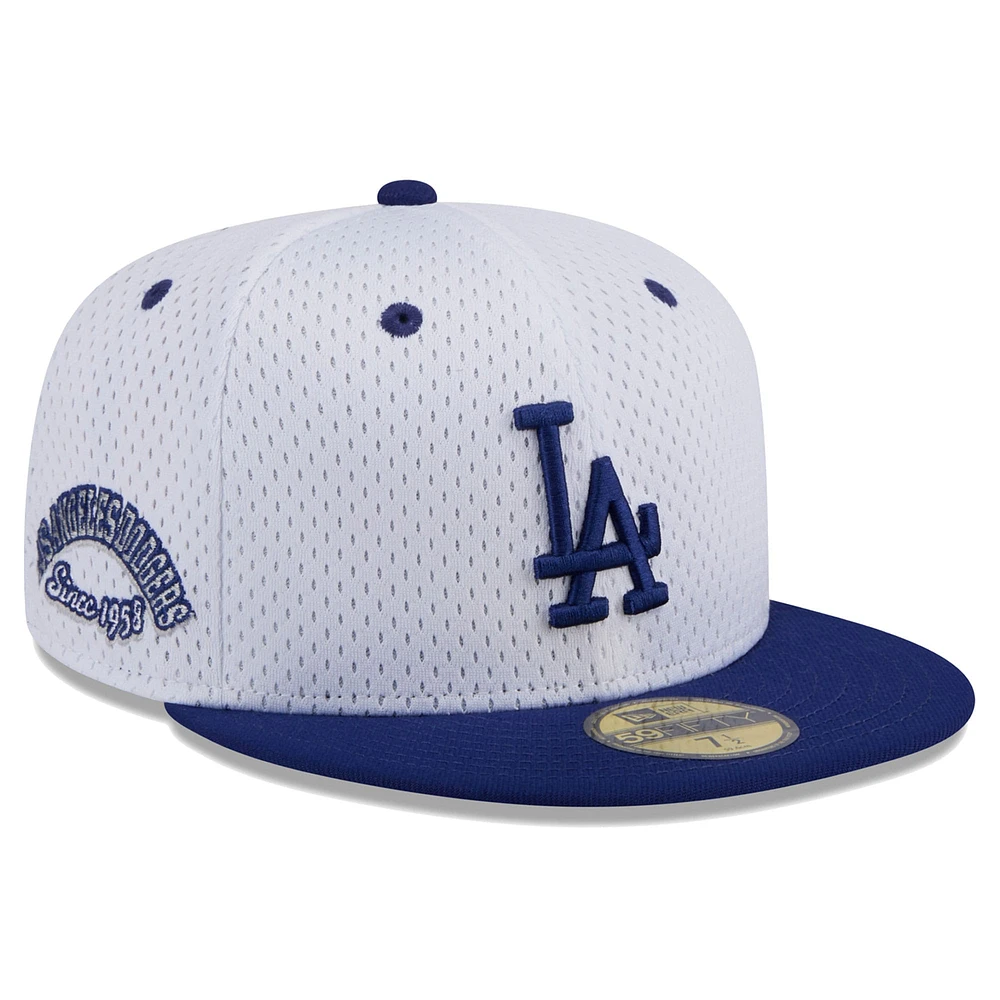 Casquette ajustée 59FIFTY en maille Throwback des Los Angeles Dodgers New Era pour hommes, blanche