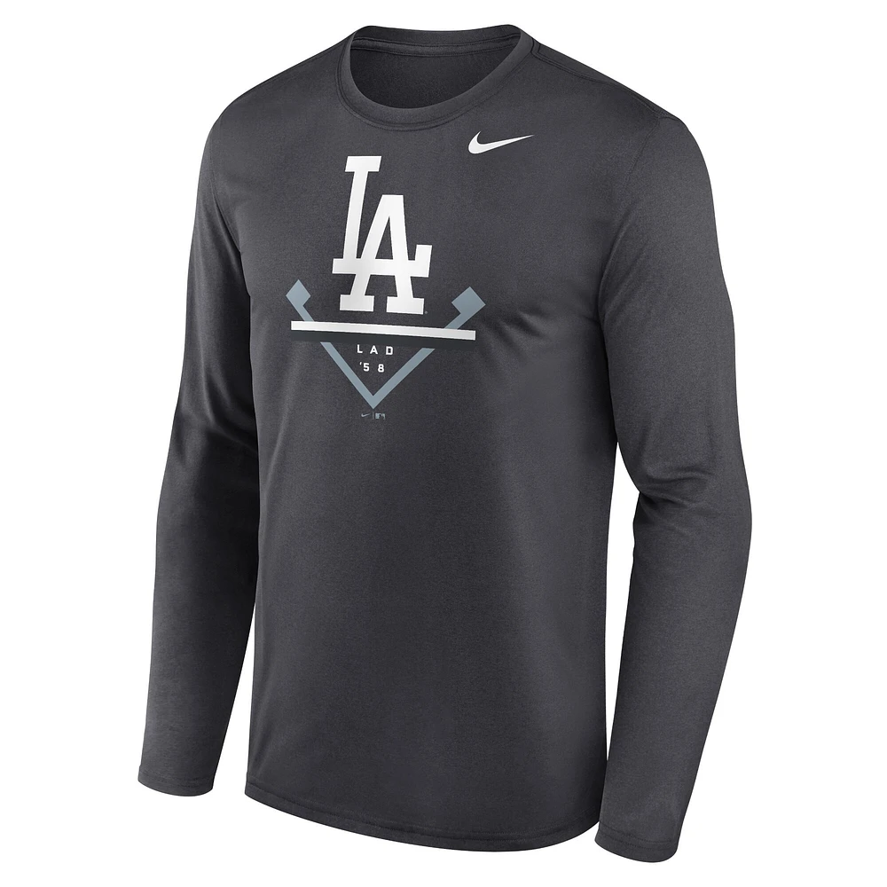 Men's Nike Anthracite Los Angeles Dodgers Icon Legend Performance Long Sleeve T-Shirt