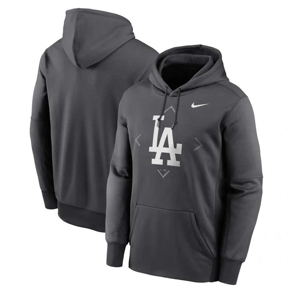 Nike Men's Nike Anthracite Los Angeles Dodgers Therma Bracket Icon  Performance Pullover Hoodie